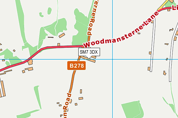 SM7 3DX map - OS VectorMap District (Ordnance Survey) SM7 3DX map - OS VectorMap District (Ordnance Survey)