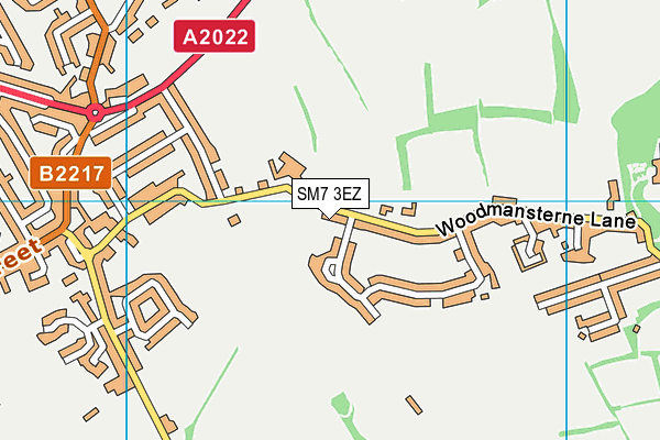 SM7 3EZ map - OS VectorMap District (Ordnance Survey) SM7 3EZ map - OS VectorMap District (Ordnance Survey)