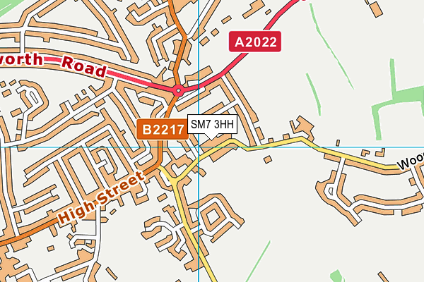 SM7 3HH map - OS VectorMap District (Ordnance Survey) SM7 3HH map - OS VectorMap District (Ordnance Survey)