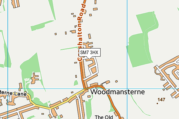 SM7 3HX map - OS VectorMap District (Ordnance Survey) SM7 3HX map - OS VectorMap District (Ordnance Survey)