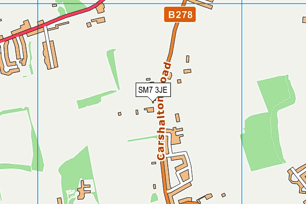 SM7 3JE map - OS VectorMap District (Ordnance Survey) SM7 3JE map - OS VectorMap District (Ordnance Survey)