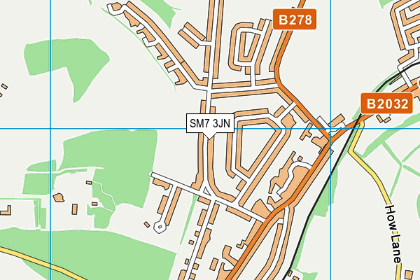 SM7 3JN map - OS VectorMap District (Ordnance Survey) SM7 3JN map - OS VectorMap District (Ordnance Survey)