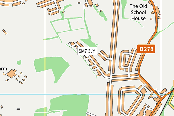 SM7 3JY map - OS VectorMap District (Ordnance Survey) SM7 3JY map - OS VectorMap District (Ordnance Survey)