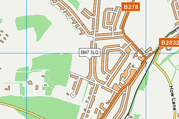 SM7 3LQ map - OS VectorMap District (Ordnance Survey) SM7 3LQ map - OS VectorMap District (Ordnance Survey)