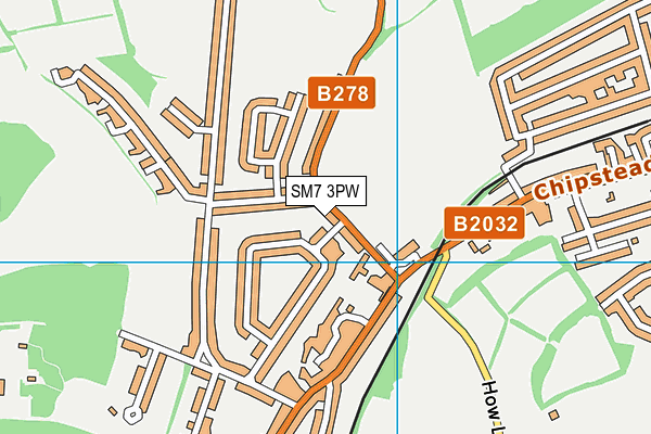 SM7 3PW map - OS VectorMap District (Ordnance Survey) SM7 3PW map - OS VectorMap District (Ordnance Survey)