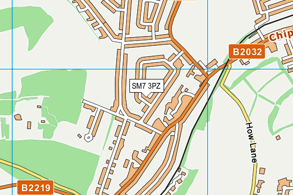 SM7 3PZ map - OS VectorMap District (Ordnance Survey) SM7 3PZ map - OS VectorMap District (Ordnance Survey)