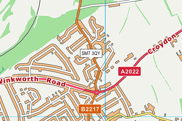 SM7 3QY map - OS VectorMap District (Ordnance Survey) SM7 3QY map - OS VectorMap District (Ordnance Survey)