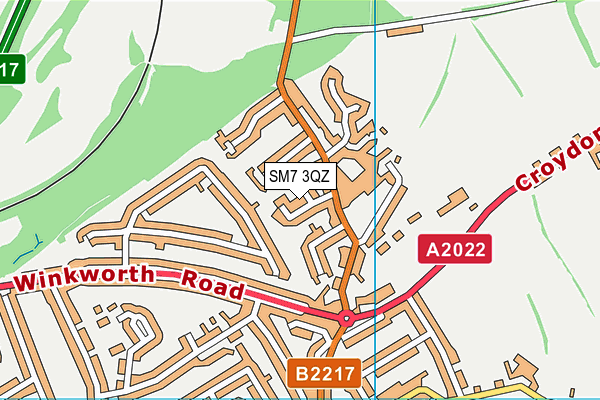 SM7 3QZ map - OS VectorMap District (Ordnance Survey) SM7 3QZ map - OS VectorMap District (Ordnance Survey)