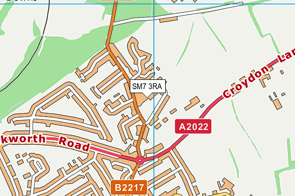 SM7 3RA map - OS VectorMap District (Ordnance Survey) SM7 3RA map - OS VectorMap District (Ordnance Survey)