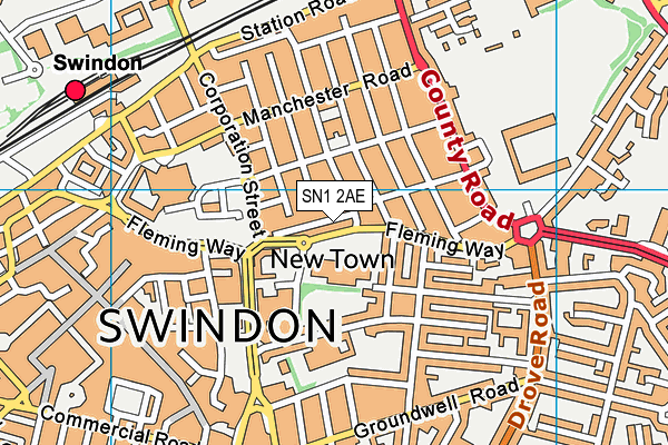 SN1 2AE map - OS VectorMap District (Ordnance Survey) SN1 2AE map - OS VectorMap District (Ordnance Survey)