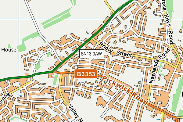 SN13 0AW map - OS VectorMap District (Ordnance Survey) SN13 0AW map - OS VectorMap District (Ordnance Survey)