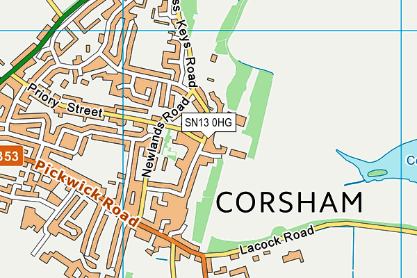 SN13 0HG map - OS VectorMap District (Ordnance Survey) SN13 0HG map - OS VectorMap District (Ordnance Survey)