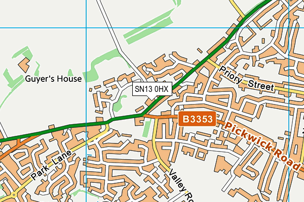 SN13 0HX map - OS VectorMap District (Ordnance Survey) SN13 0HX map - OS VectorMap District (Ordnance Survey)