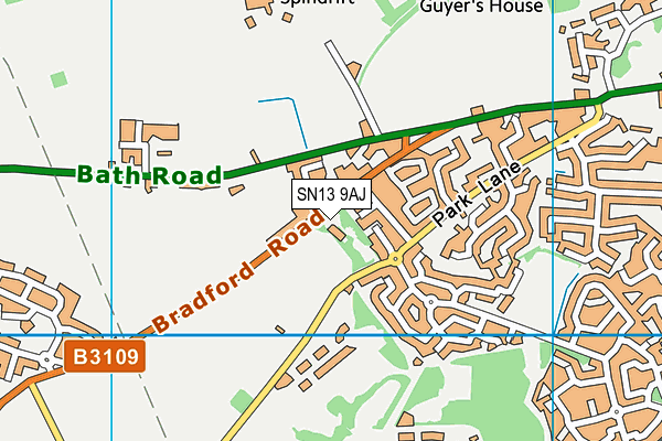 SN13 9AJ map - OS VectorMap District (Ordnance Survey) SN13 9AJ map - OS VectorMap District (Ordnance Survey)