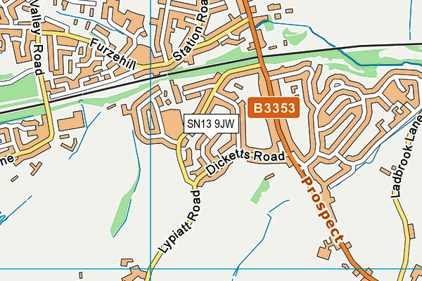 SN13 9JW map - OS VectorMap District (Ordnance Survey) SN13 9JW map - OS VectorMap District (Ordnance Survey)