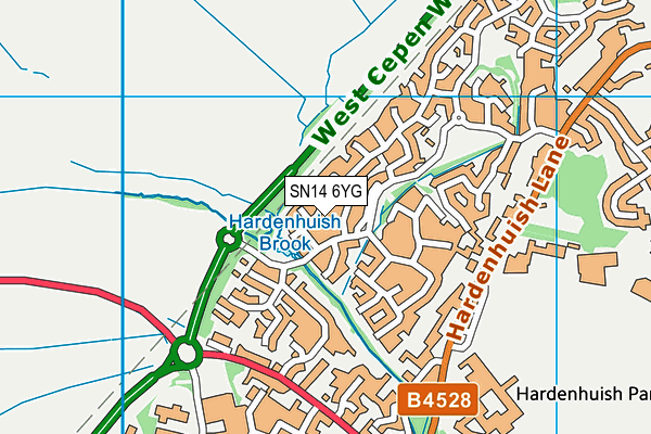 SN14 6YG map - OS VectorMap District (Ordnance Survey)