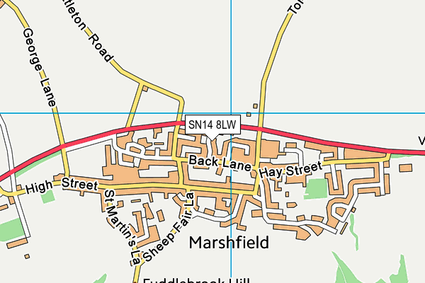 SN14 8LW map - OS VectorMap District (Ordnance Survey)