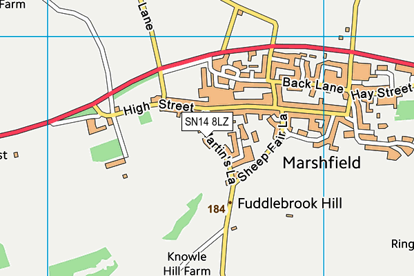 SN14 8LZ map - OS VectorMap District (Ordnance Survey)