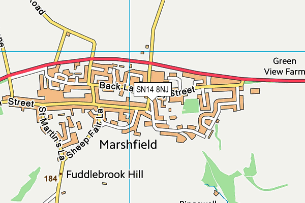 SN14 8NJ map - OS VectorMap District (Ordnance Survey)