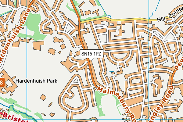 SN15 1PZ map - OS VectorMap District (Ordnance Survey)