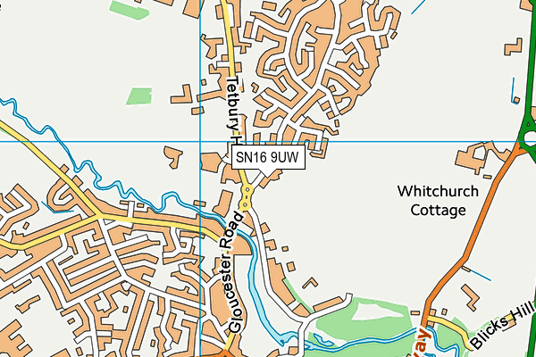 SN16 9UW map - OS VectorMap District (Ordnance Survey) SN16 9UW map - OS VectorMap District (Ordnance Survey)