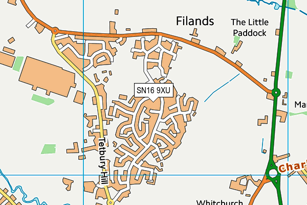 SN16 9XU map - OS VectorMap District (Ordnance Survey) SN16 9XU map - OS VectorMap District (Ordnance Survey)