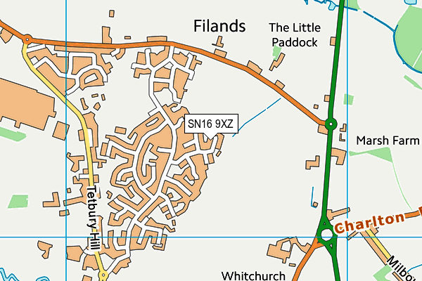 SN16 9XZ map - OS VectorMap District (Ordnance Survey) SN16 9XZ map - OS VectorMap District (Ordnance Survey)