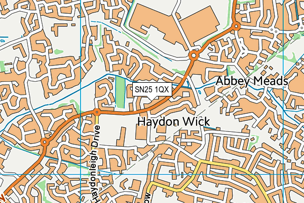SN25 1QX map - OS VectorMap District (Ordnance Survey) SN25 1QX map - OS VectorMap District (Ordnance Survey)