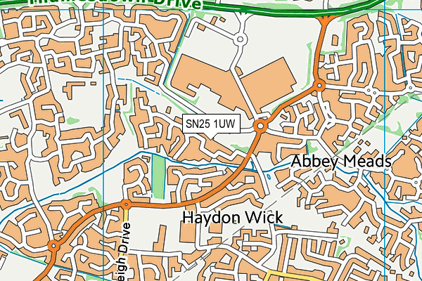 SN25 1UW map - OS VectorMap District (Ordnance Survey) SN25 1UW map - OS VectorMap District (Ordnance Survey)