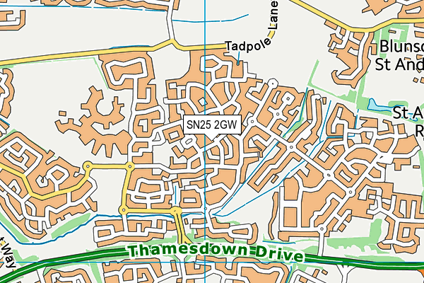 SN25 2GW map - OS VectorMap District (Ordnance Survey) SN25 2GW map - OS VectorMap District (Ordnance Survey)