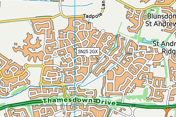 SN25 2GX map - OS VectorMap District (Ordnance Survey) SN25 2GX map - OS VectorMap District (Ordnance Survey)