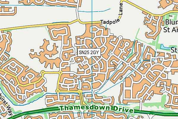 SN25 2GY map - OS VectorMap District (Ordnance Survey) SN25 2GY map - OS VectorMap District (Ordnance Survey)