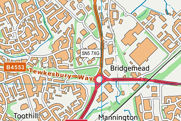 SN5 7XG map - OS VectorMap District (Ordnance Survey) SN5 7XG map - OS VectorMap District (Ordnance Survey)