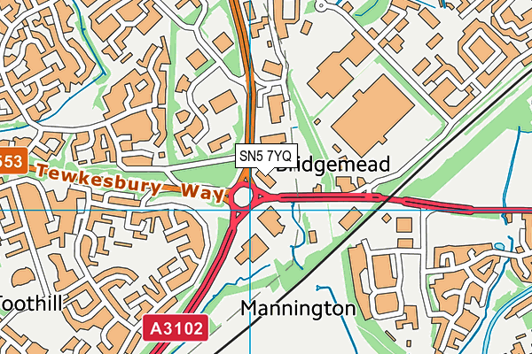 SN5 7YQ map - OS VectorMap District (Ordnance Survey) SN5 7YQ map - OS VectorMap District (Ordnance Survey)
