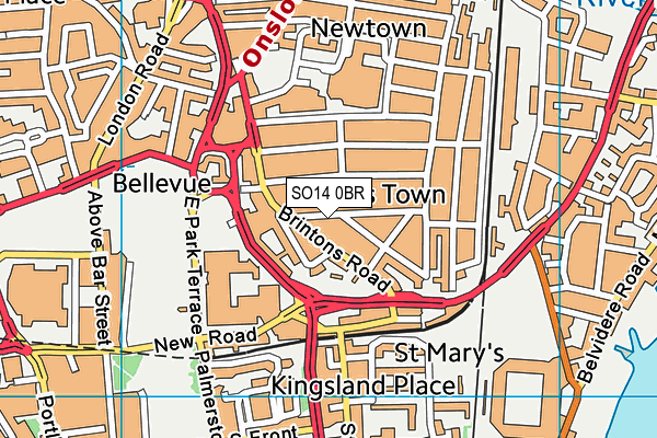 SO14 0BR map - OS VectorMap District (Ordnance Survey) SO14 0BR map - OS VectorMap District (Ordnance Survey)