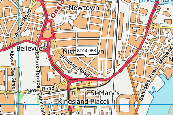 SO14 0BS map - OS VectorMap District (Ordnance Survey) SO14 0BS map - OS VectorMap District (Ordnance Survey)