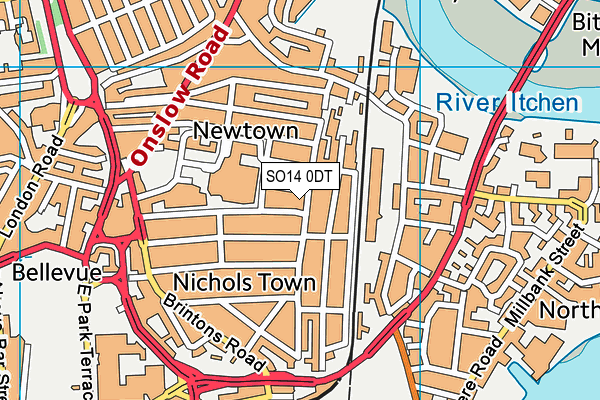 SO14 0DT map - OS VectorMap District (Ordnance Survey) SO14 0DT map - OS VectorMap District (Ordnance Survey)