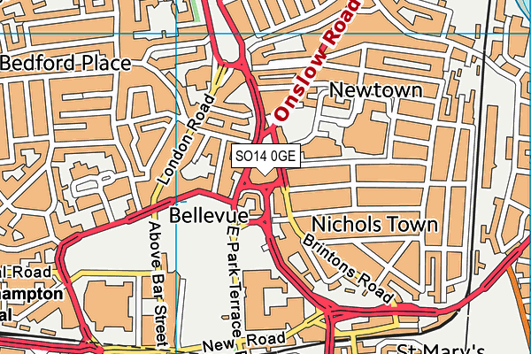 SO14 0GE map - OS VectorMap District (Ordnance Survey) SO14 0GE map - OS VectorMap District (Ordnance Survey)
