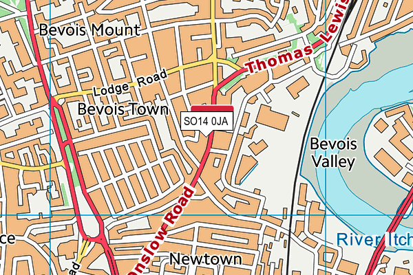 SO14 0JA map - OS VectorMap District (Ordnance Survey) SO14 0JA map - OS VectorMap District (Ordnance Survey)