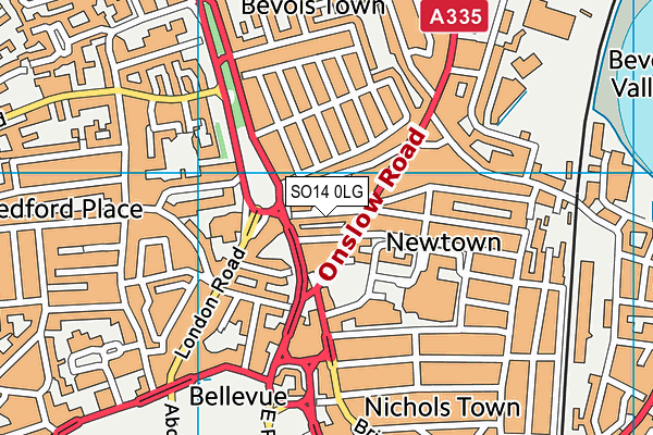 SO14 0LG map - OS VectorMap District (Ordnance Survey) SO14 0LG map - OS VectorMap District (Ordnance Survey)