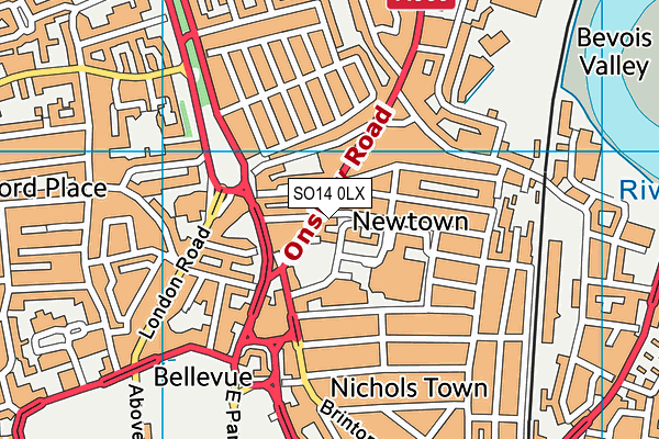 SO14 0LX map - OS VectorMap District (Ordnance Survey) SO14 0LX map - OS VectorMap District (Ordnance Survey)