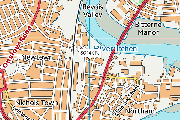 SO14 0PJ map - OS VectorMap District (Ordnance Survey) SO14 0PJ map - OS VectorMap District (Ordnance Survey)