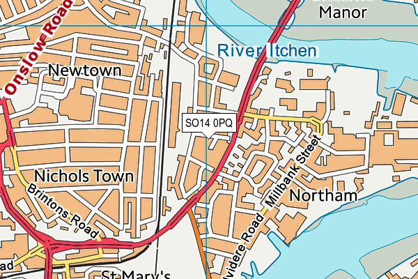 SO14 0PQ map - OS VectorMap District (Ordnance Survey)