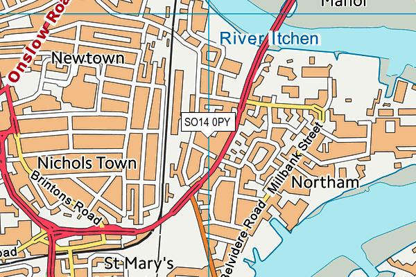 SO14 0PY map - OS VectorMap District (Ordnance Survey) SO14 0PY map - OS VectorMap District (Ordnance Survey)