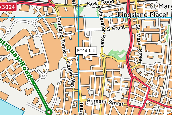 SO14 1JU map - OS VectorMap District (Ordnance Survey) SO14 1JU map - OS VectorMap District (Ordnance Survey)