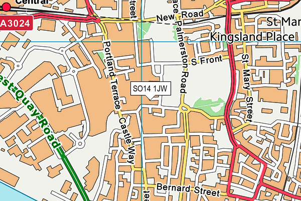SO14 1JW map - OS VectorMap District (Ordnance Survey) SO14 1JW map - OS VectorMap District (Ordnance Survey)