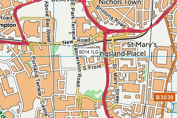 SO14 1LG map - OS VectorMap District (Ordnance Survey) SO14 1LG map - OS VectorMap District (Ordnance Survey)