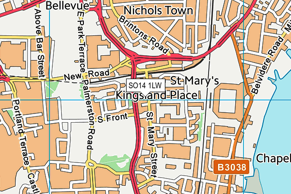 SO14 1LW map - OS VectorMap District (Ordnance Survey) SO14 1LW map - OS VectorMap District (Ordnance Survey)