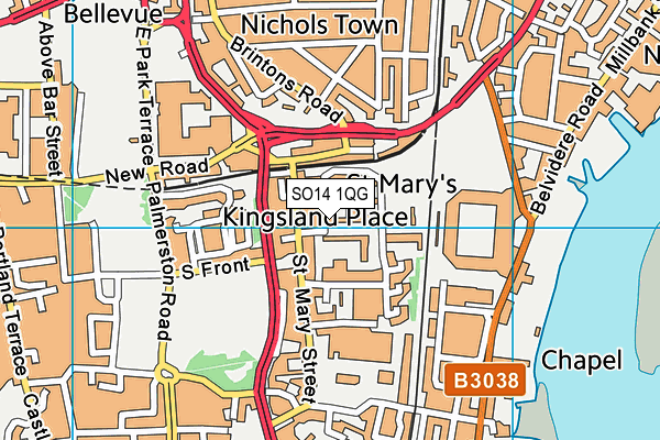 SO14 1QG map - OS VectorMap District (Ordnance Survey) SO14 1QG map - OS VectorMap District (Ordnance Survey)