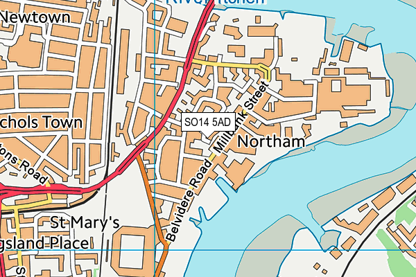 SO14 5AD map - OS VectorMap District (Ordnance Survey) SO14 5AD map - OS VectorMap District (Ordnance Survey)